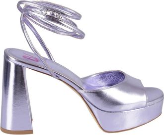 Bettina Vermillon High Heel Sandalen - Dames - Sandalen met hakken - Paars - 36 1/2 EU - Leer - Schoenen