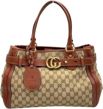 Gucci Pre-owned 247183 Tote bag - Dames - Vintage Handtas - Bruin - ONE Size - Leer - Vintage