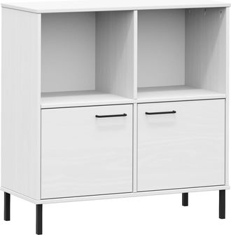 vidaXL Vidaxl - Librer&iacute;a Patas De Metal Oslo Madera Maciza Blanco 90x35x90,5 Cm