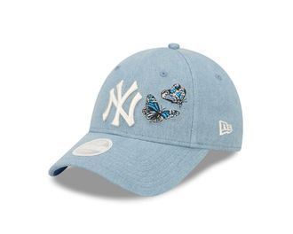 New Era Baseball Fanartikel f&uuml;r Frauen New York Yankees Blau mit Schmetterling 9Forty Damen Kappe verstellbar - One-Size