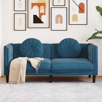 vidaXL Sof&aacute; Con Cojines 2 Plazas Terciopelo Azul Vidaxl