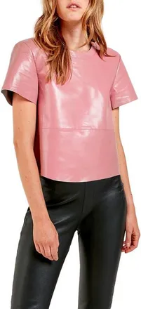 AS by DF Awaken Recycled Leather T-Shirt in Mauve at Nordstrom, Size X-Small
