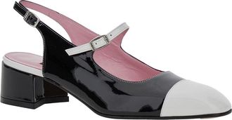 Carel Womens Black Slingback Pumps With Adjustable Strap Patent Leather