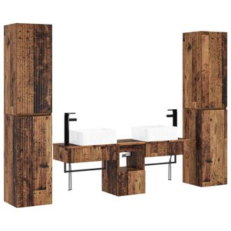 vidaXL Juego De Muebles De Ba&ntilde;o 5 Uds. Madera Envejecida Vidaxl
