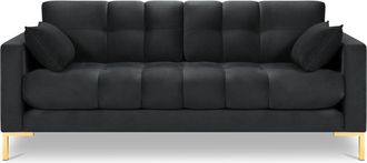 BLOOMINGLOFT 3-Sitzer Designsofa Mamaia Samt mit goldfarbenen Beinen