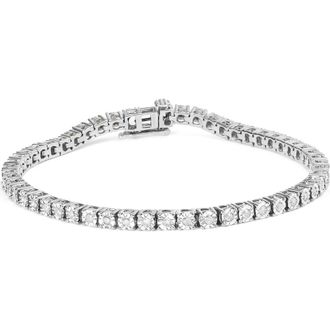 House of Brilliance IGI Certified Silver 1.0 Cttw Miracle-Set Diamond Miracle Plate Tennis Bracelet at Nordstrom