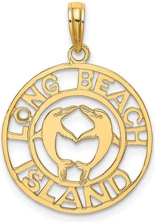 Diamond2Deal 14k Yellow Gold LONG BEACH ISL Dolphins Charm