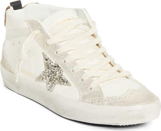 Golden Goose Mid Star Sneaker in White/Platinum/Leo at Nordstrom, Size 11Us