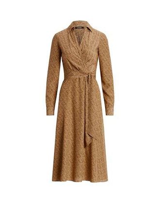 Ralph Lauren PRINT SURPLICE CREPE MIDI DRESS