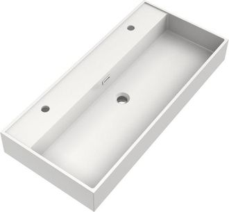 Marcel Breuer Gravity wastafel - 100x46x2cm - 1 wasbak - 2 kraangaten - mineraalmarmer - zijdeglans wit