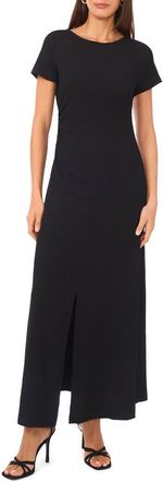 Vince Camuto Side Ruched Stretch Cotton Maxi Dress in Rich Black at Nordstrom, Size Xx-Small