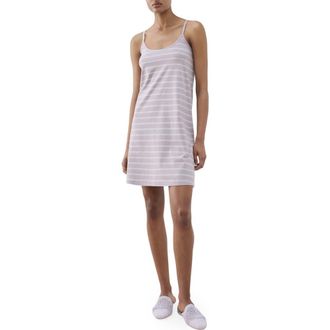Mango Stripe Sleevless Cotton Nightgown in Purple at Nordstrom, Size Medium