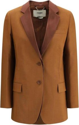 Fendi Elegante Wol Mohair Blazer - Dames - Blazers - Bruin - S - Wol - Jassen