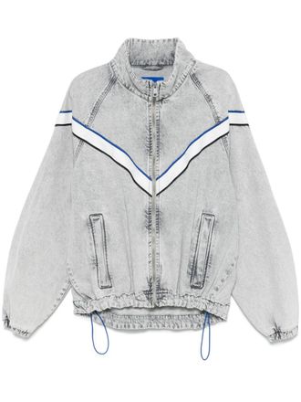 BOSS logo-tape denim jacket - Grey