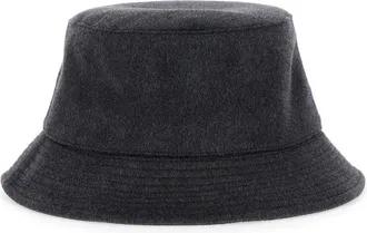 Jacquemus Mens Grey Bucket Hat With Logo Embroidery Virgin Wool