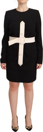 Givenchy Womens Black Wool Long Sleeves Belted Mini Sheath Dress - Size 8 UK