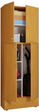 ebuy24 Vcm Gabinete De Escoba De Madera 6 Compartimentos Dimensiones: Al. 200 X An. 70 X T. 39 Cm Gabinete Para El Hogar Armario Multiusos Caj&oacute;n Extra - Lona