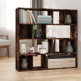 Berkfield Home Book Cabinet/Room Divider Smoked Oak 105x24x102 cm in Brown | Size: 105 x 24 x 102 cm