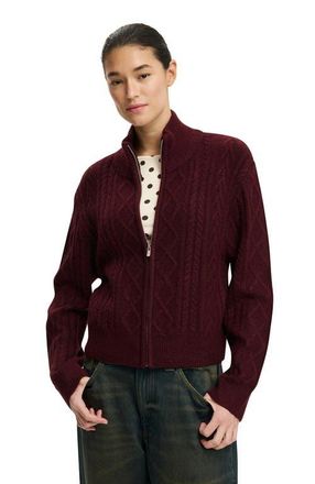 Cotton On Womens Cable Knit Bomber in Cherrywood at Nordstrom, Size X-Large