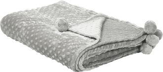 Beliani Beliani - Manta Gris Claro 200 X 220 Pompones Textura Suave Colcha Sof&aacute; Cama Comodidad Samur