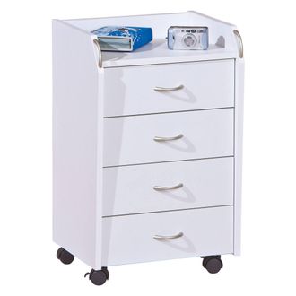 Dmora Dmora Commode &Agrave; Roulettes, 4 Tiroirs, 40 X 36 X 65 Cm, Meuble De Bureau, Blanc