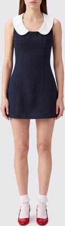 Shushu/Tong Flared Off-Shoulder Wool Mini Dress with Round Neck