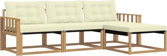 vidaXL Conjunto De Sof&aacute;s De Exterior 4 Uds. Blanco Y Crema Vidaxl