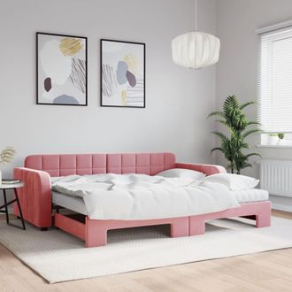 vidaXL Vidaxl - Sof&aacute; Cama Nido Con Colch&oacute;n Terciopelo Rosa 90x200 Cm