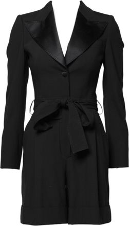 Dolce & Gabbana Black Wool Jumpsuit Dress Women Coat Jacket