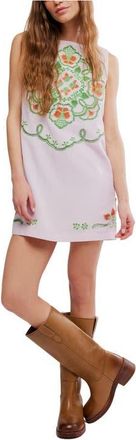 Free People Electric Garden Embroidered Minidress in Pale Orchid Combo at Nordstrom, Size X-Small