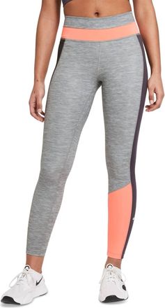 Nike One Colorblocked Leggings In Smoke