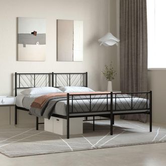 vidaXL Vidaxl - Estructura Cama Sin Colch&oacute;n Con Estribo Metal Negro 120x190 Cm