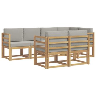 vidaXL Conjunto De Sof&aacute;s De Exterior 7 Pcs Blanco Y Gris Claro Vidaxl