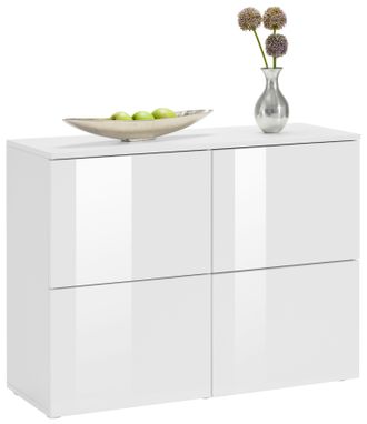 Borchardt Möbel Kommode »Rova« Breite 93 cm, 4-türig, Kommode mit viel Stauraum, weiss-glänzend