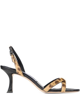 Jimmy Choo London 70mm calf hair-strap sandals - women - Calf Hair/Calf Leather/Goat Skin - 41,5 - Black