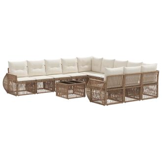 vidaXL Conjunto De Sof&aacute;s De Jard&iacute;n 12 Pcs Beige Y Blanco Crema Vidaxl
