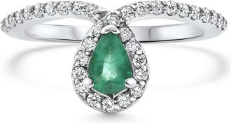 Pompeii3 3/4Ct Peart Shape Emerald Diamond Ring 10k Gold Lab Grown