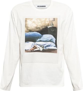 Jil Sander Long Sleeve T-Shirt - Heren - Longsleeves - Wit - M - Katoen - Tops