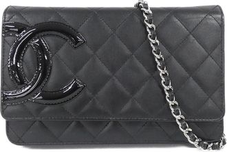 Chanel Cambon Black Leather Chain/Shoulder Wallet (Pre-Owned)
