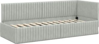 vidaXL Corner Bed Frame Light Grey 80 cm x 200 cm Fabric vidaXL