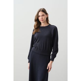 Naked Cashmere Katie Cotton Cashmere Crewneck in Navy at Nordstrom, Size X-Small