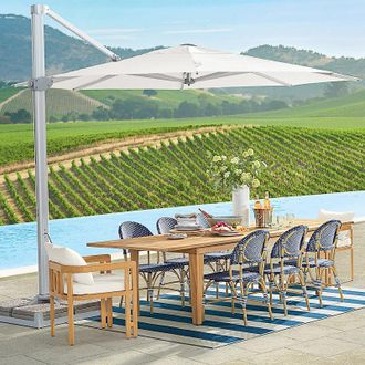 Frontgate Altura 13 ft. Round Umbrella with Base - Endura Teak - Frontgate