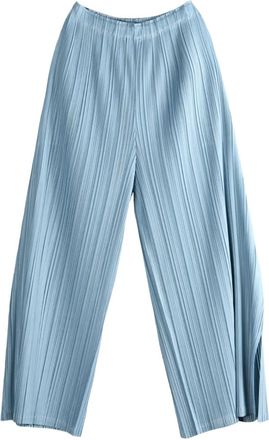 Pleats Please Issey Miyake Plooibroek met wijde pijpen - Blauw