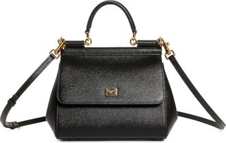Dolce & Gabbana Medium Sicily Leather Top Handle Bag in 80999 Black at Nordstrom
