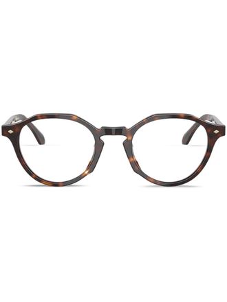Giorgio Armani logo-print glasses - men - Acetate - 47 - Brown