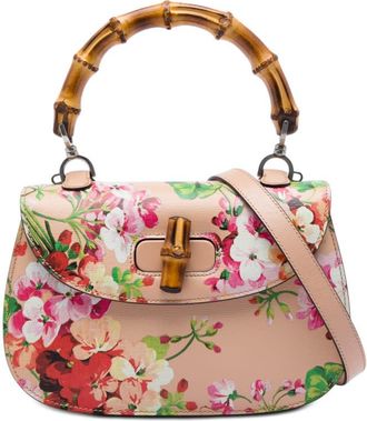 Gucci Pre-owned Gucci Medium Calfskin Blooms Bamboo Top Handle Bag Ladies JU1Q4J2X1PS5B5AM