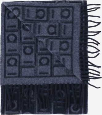 Ferragamo Mens Wool-Blend Scarf New Navy-Oxford Blue Navy/oxford Scarfs