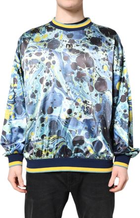 Dolce & Gabbana Mens Marble Print Sweatshirt Multicolor Polyester Elastane Sweatshirts