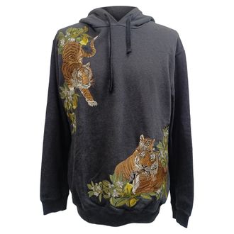 Dolce & Gabbana Dolce & Gabbana hoodie met tijgerborduurwerk in grijs katoen