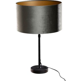 QAZQA Cl&aacute;sico/antiguo L&aacute;mpara De Mesa Negra Con Pantalla De Terciopelo Verde 35 Cm - Parte Acero /terciopelo /textil Redonda Adecuado Para Led Max. 1 X 60 W